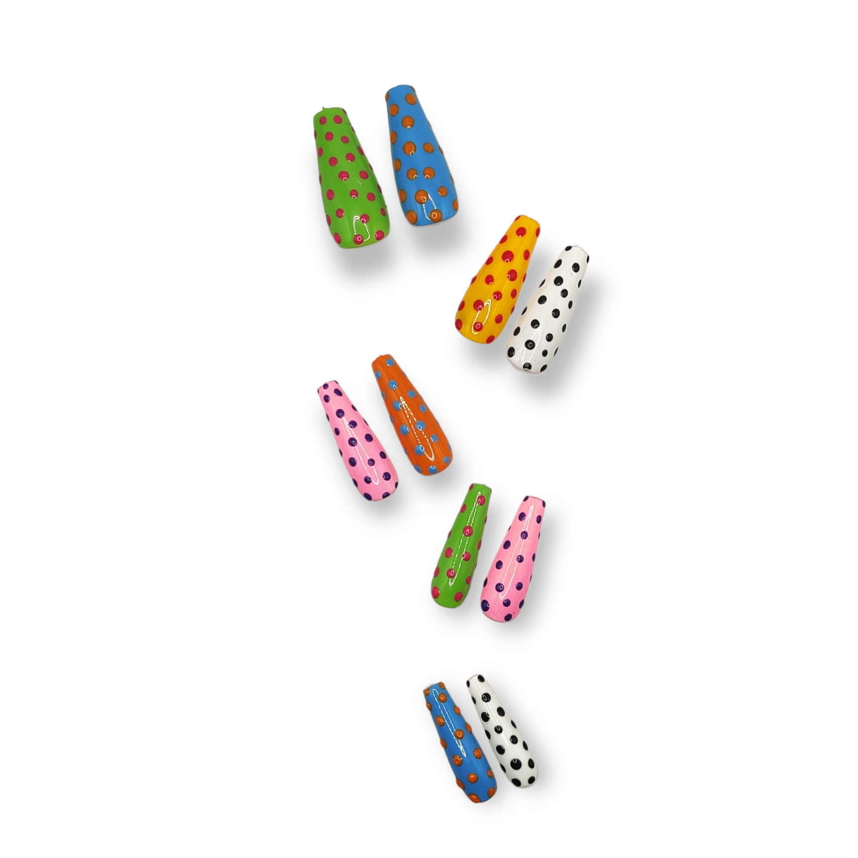 Multi colored press on nails long